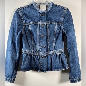 Rebecca Taylor la Vie denim jacket ruffle bottom size XS